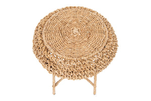 Woven Water Hyacinth & Rattan Accent Tables  (Set of 3 Sizes/Styles)
